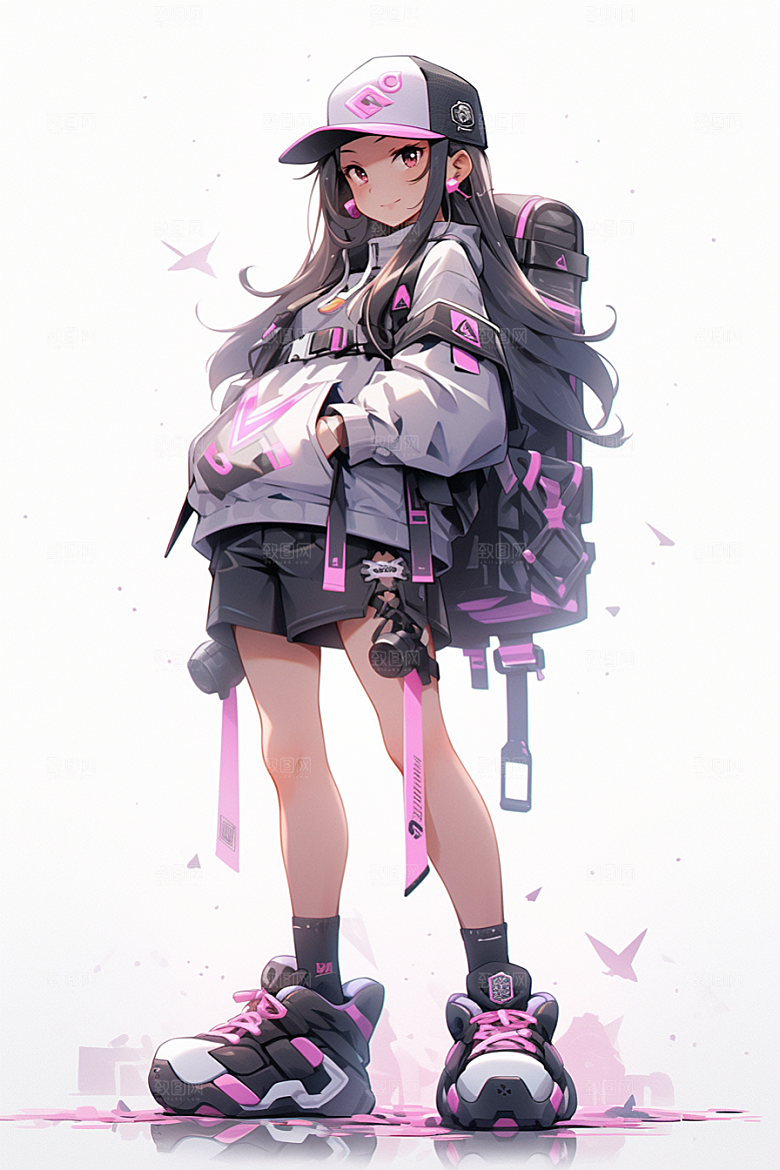 抱球帽人物青春简约插画