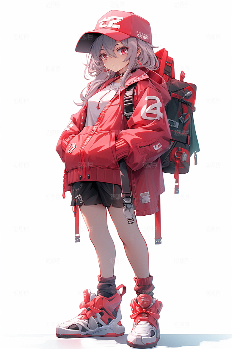 抱球帽人物青春简约插画