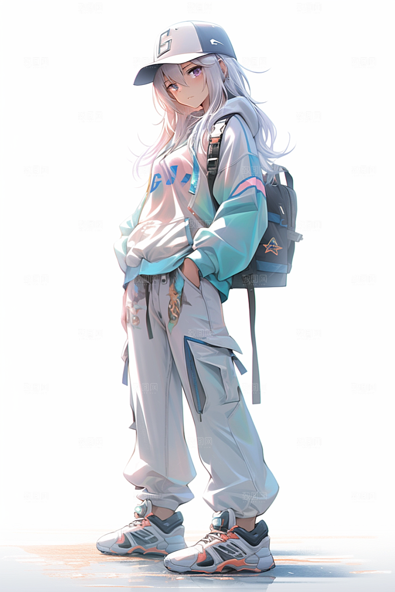 抱球帽人物运动风帅气插画