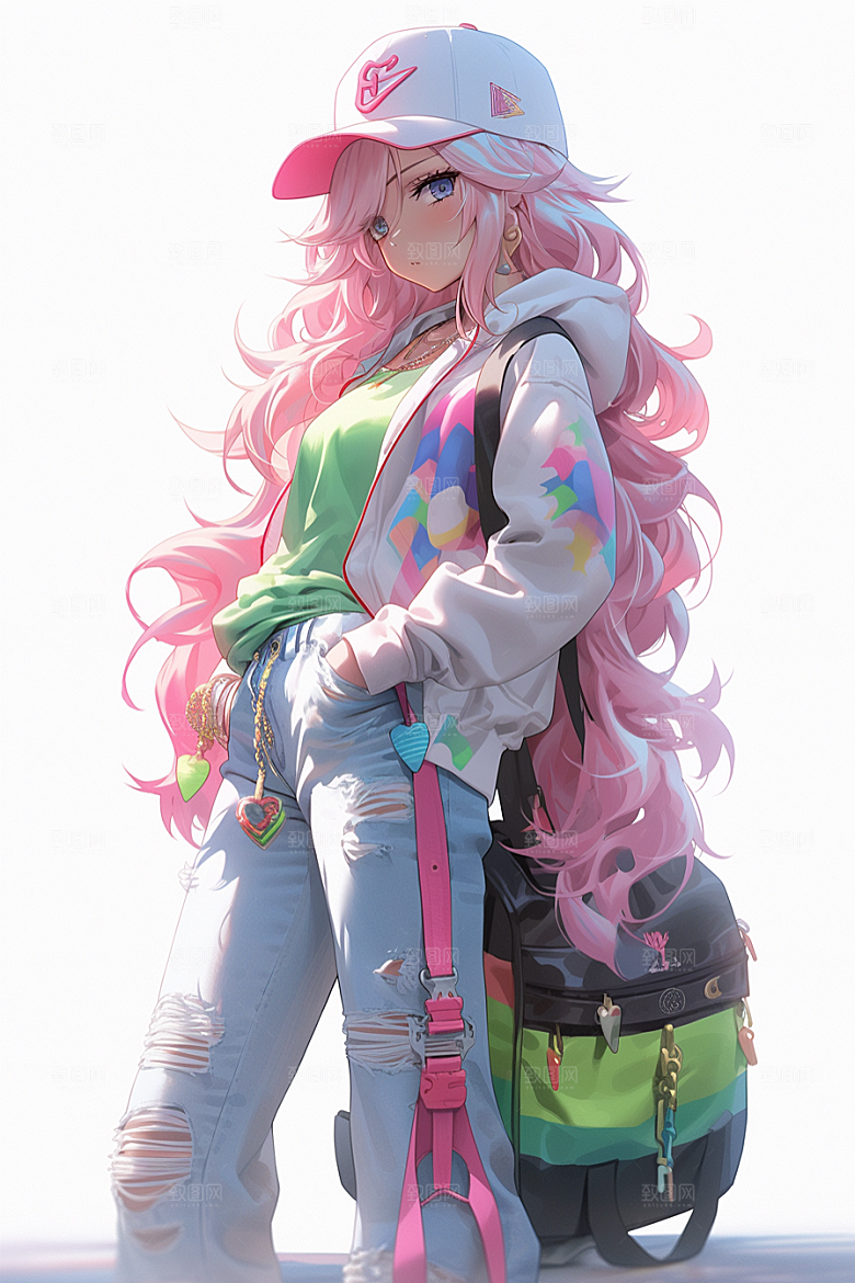 抱球帽人物高清少年感插画