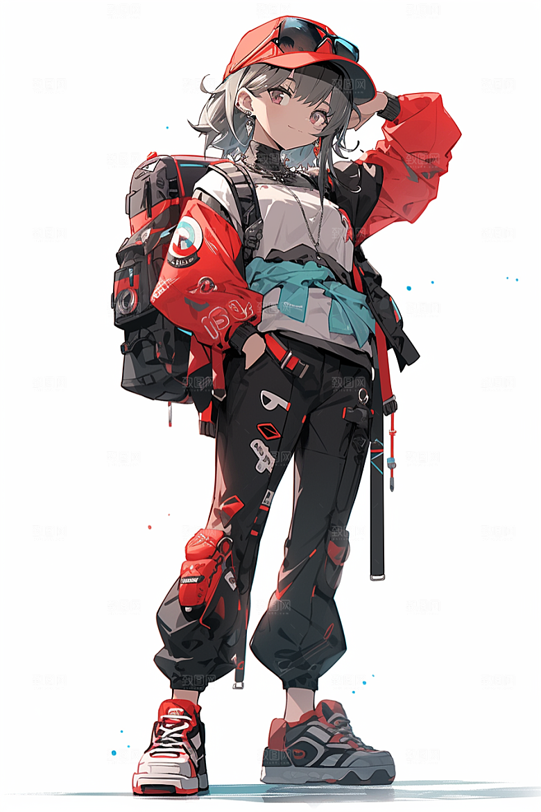 抱球帽人物少年感高清插画