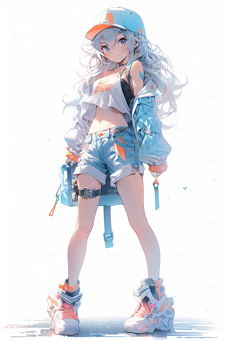 抱球帽人物少年感高清插画