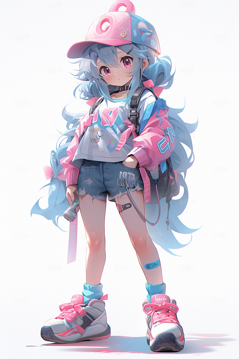 抱球帽人物少年感青春插画