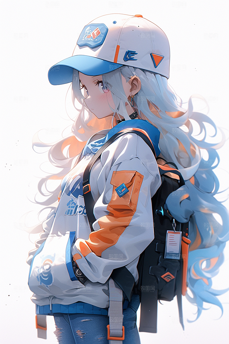 抱球帽人物帅气简约插画