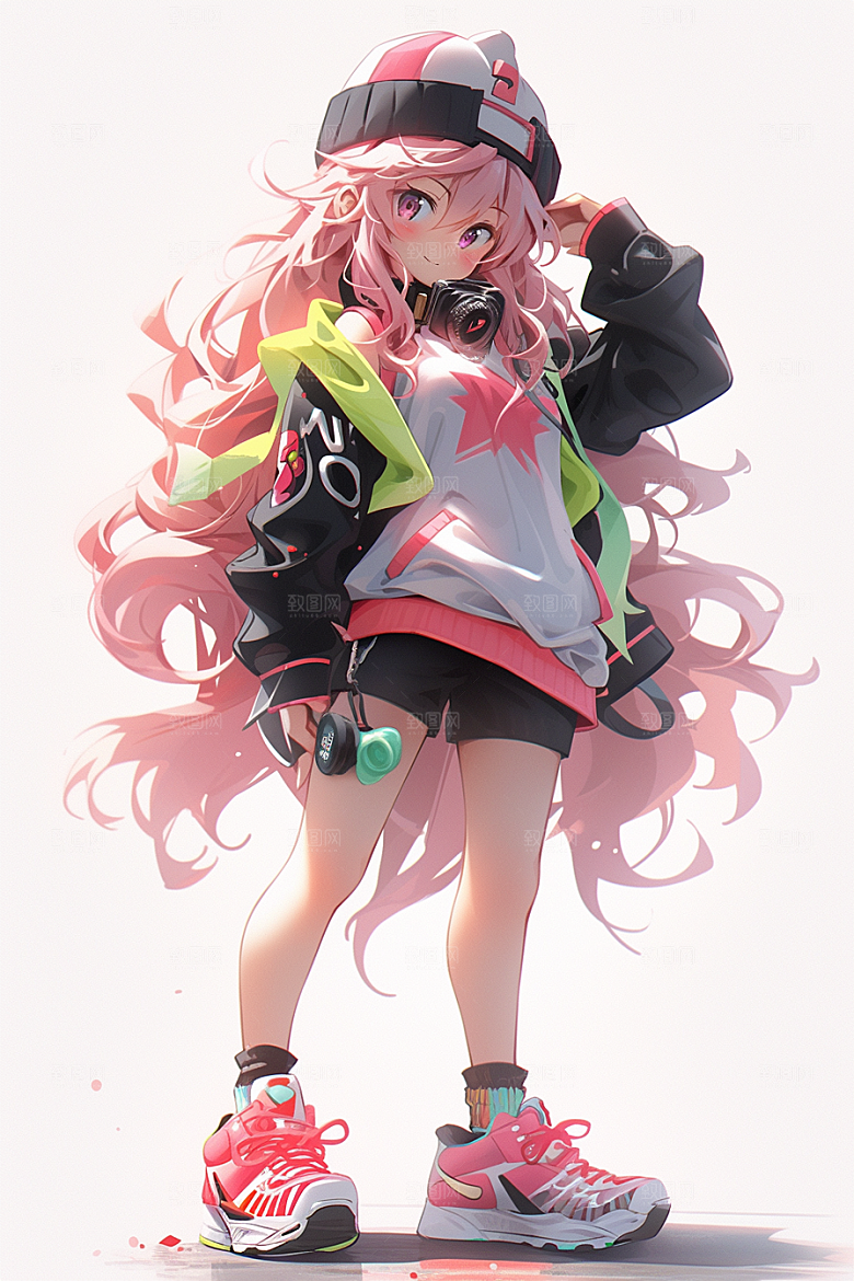 抱球帽人物青春少年感插画