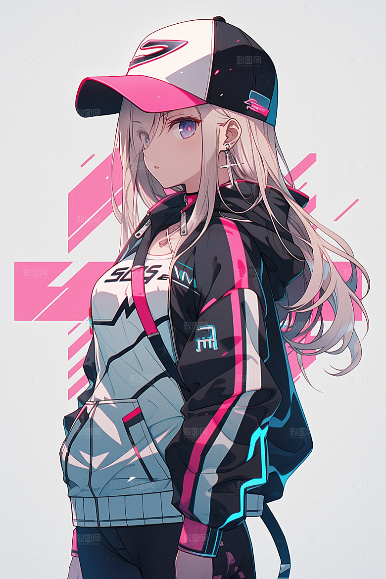 抱球帽人物元气少年感插画