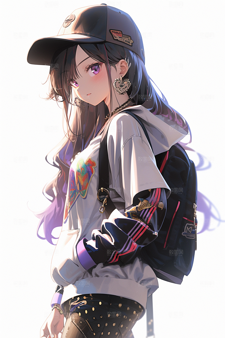 抱球帽人物元气手绘插画