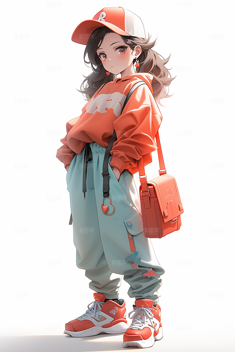 抱球帽人物高清少年感插画
