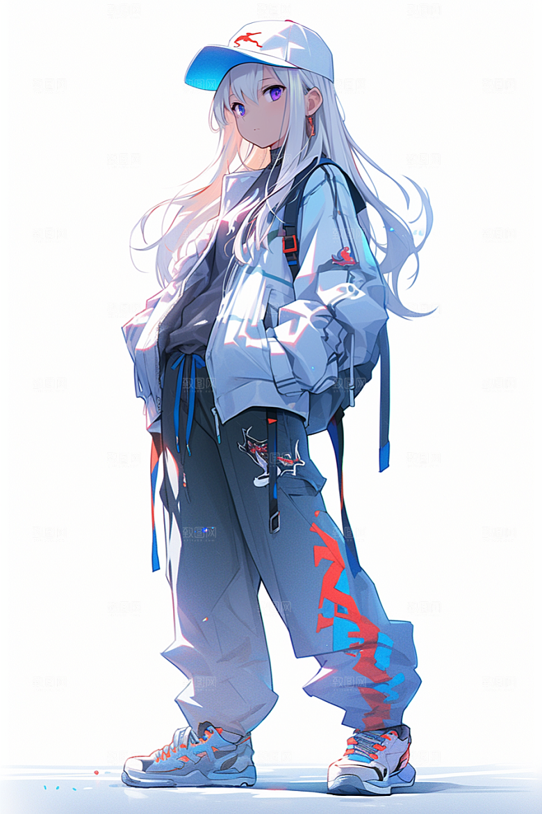 抱球帽人物少年感元气插画