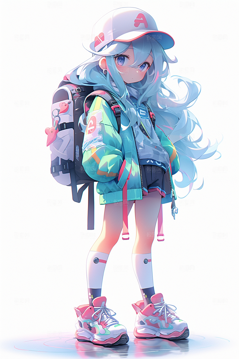 抱球帽人物少年感运动风插画