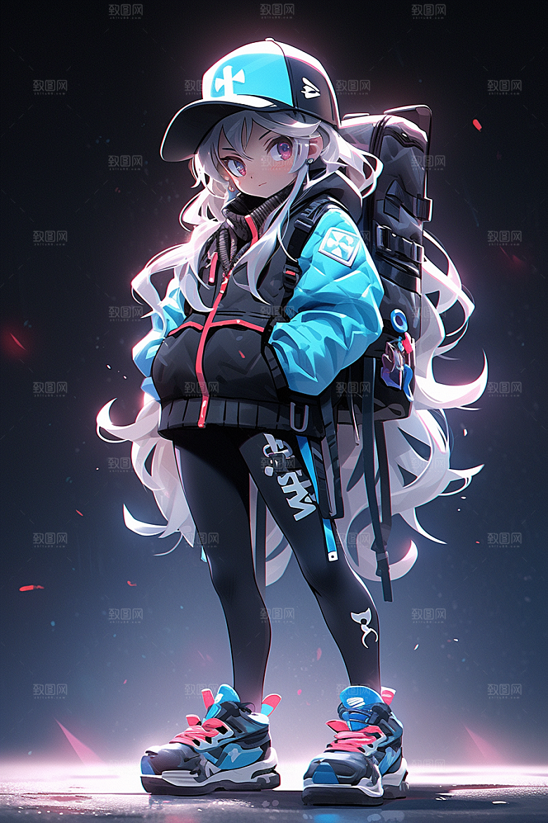 抱球帽人物简约少年感插画