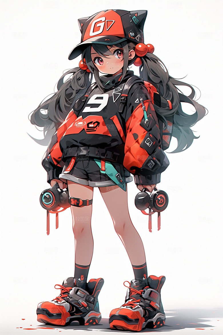 抱球帽人物运动风帅气插画