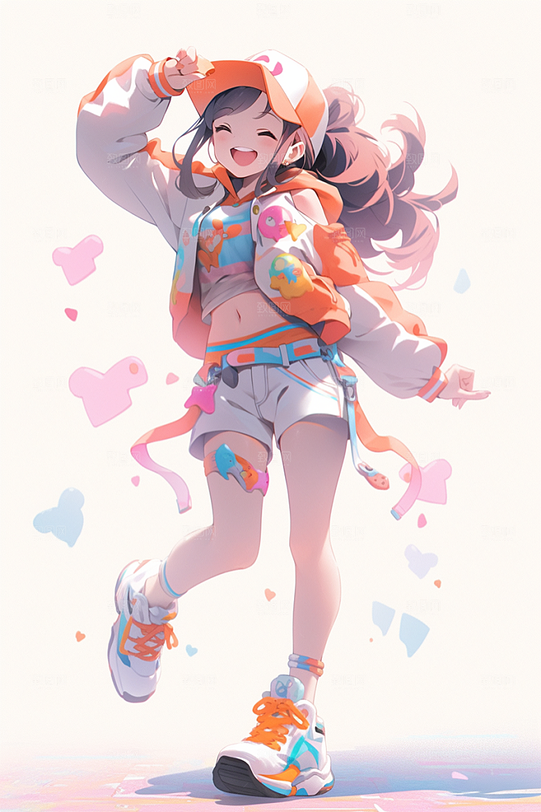 抱球帽人物青春动漫风插画