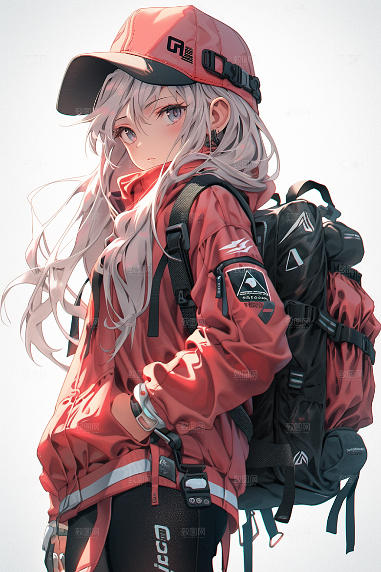 抱球帽人物元气动漫风插画
