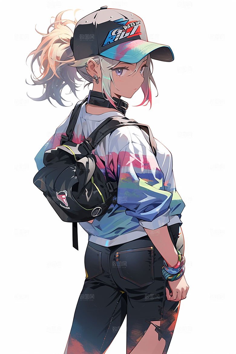 抱球帽人物青春少年感插画