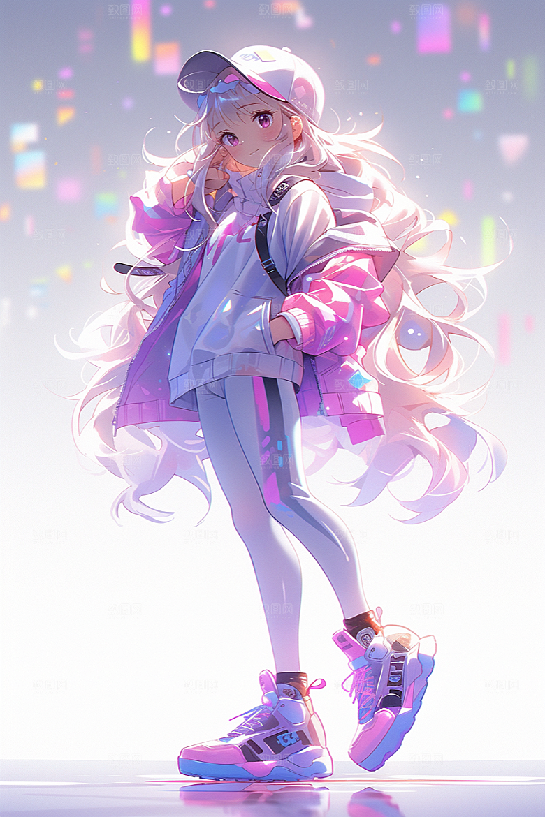抱球帽人物运动风元气插画
