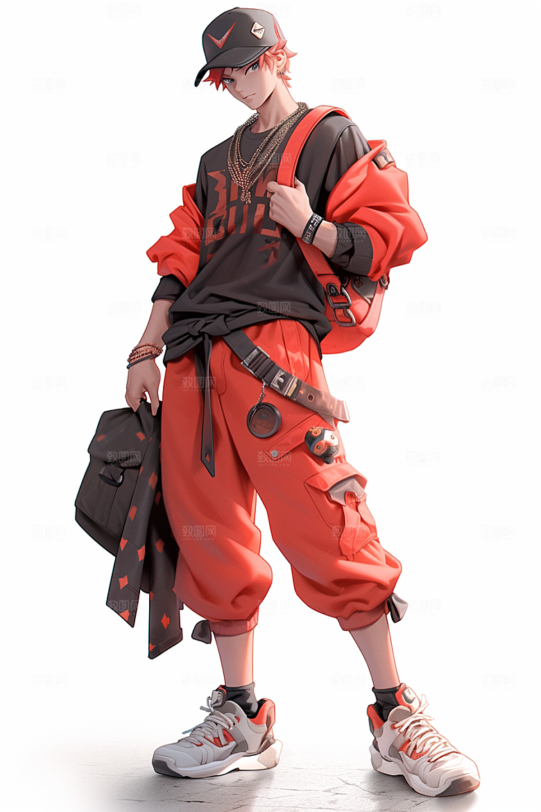抱球帽人物手绘简约插画