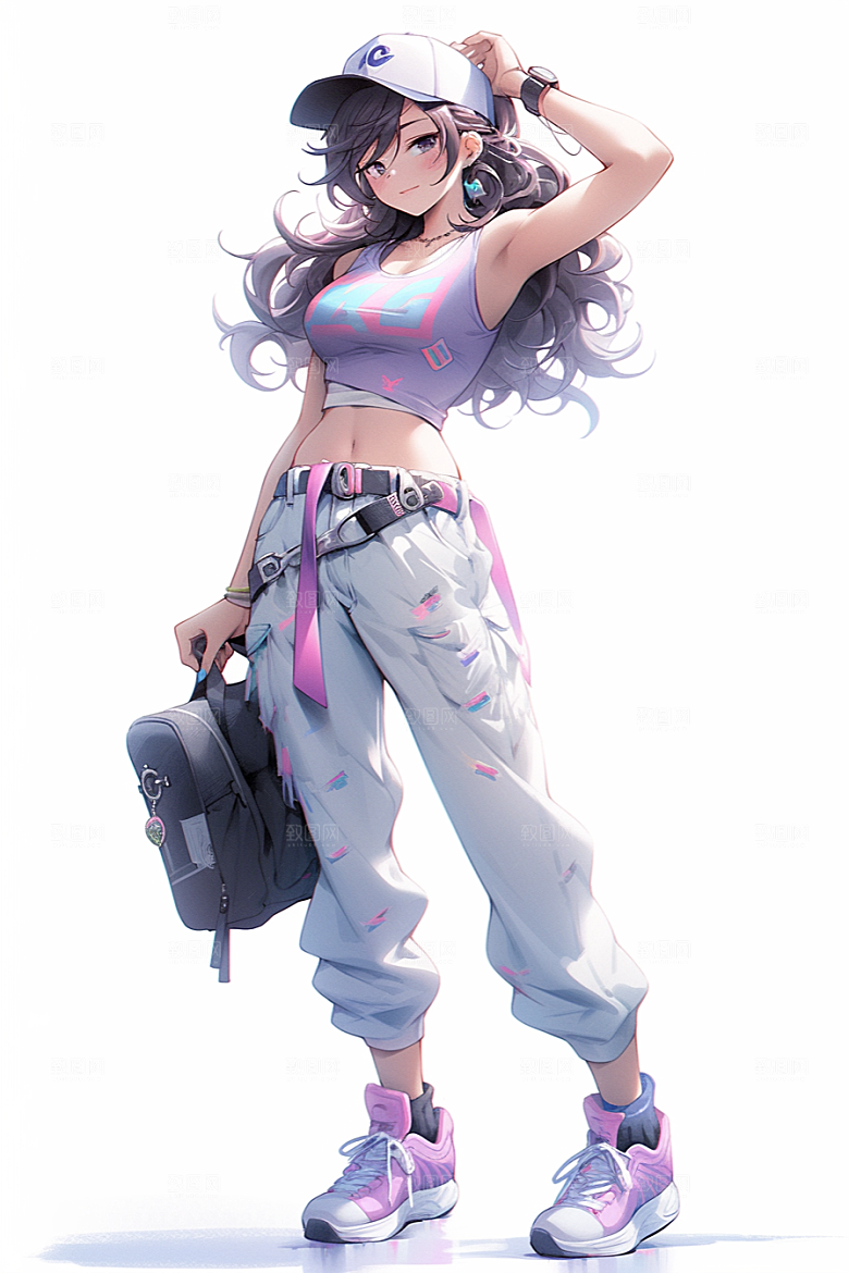 抱球帽人物少年感青春插画