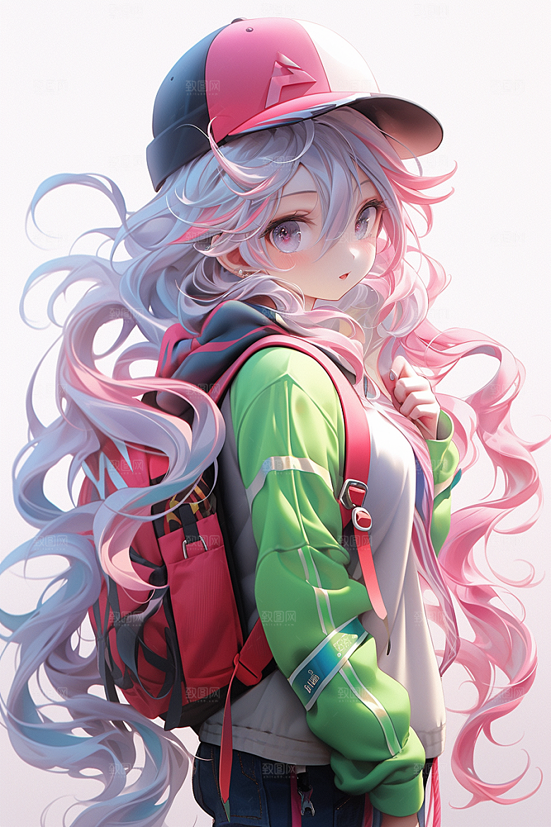 抱球帽人物高清少年感插画