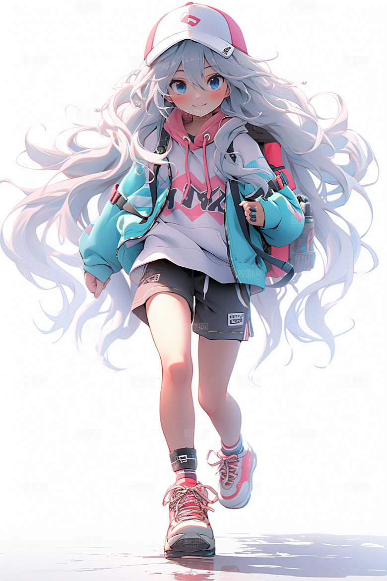 抱球帽人物少年感简约插画