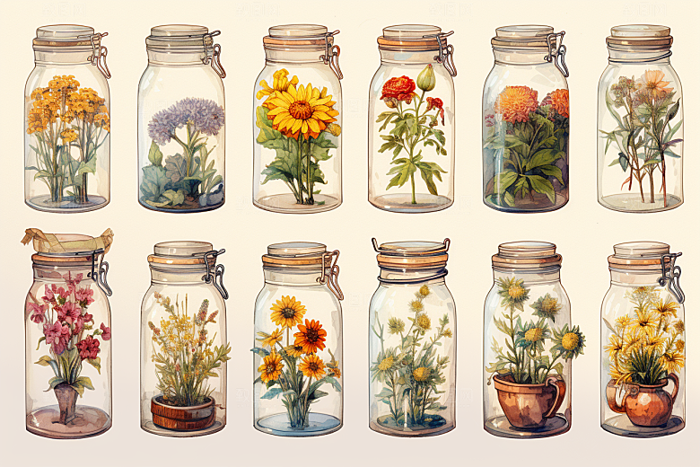 板蓝根养生植物插画