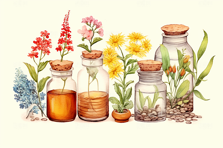 板蓝根药方养生插画