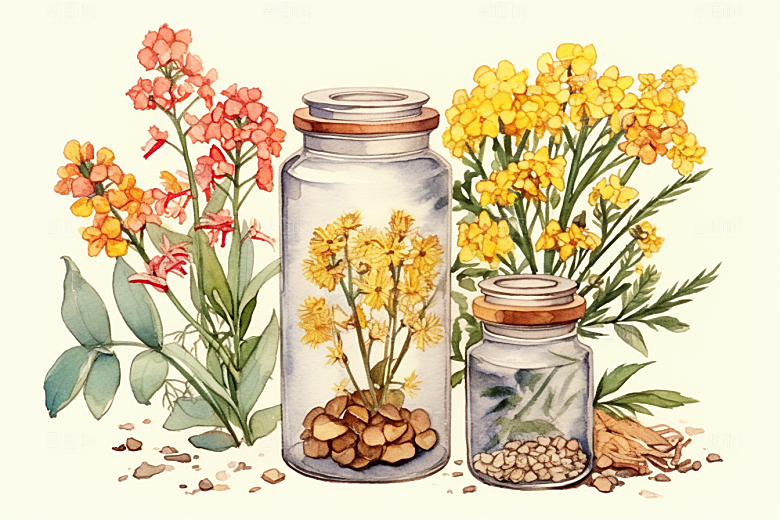 板蓝根药方养生插画