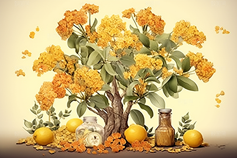 板蓝根中药材养生插画