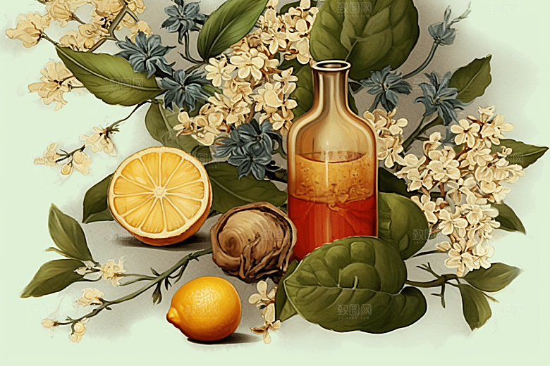 板蓝根手绘植物插画