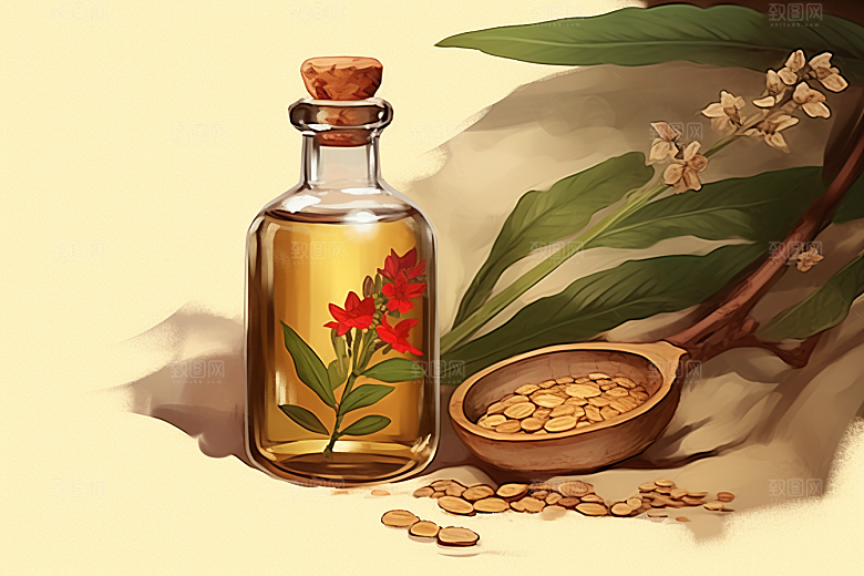 板蓝根手绘中药材插画