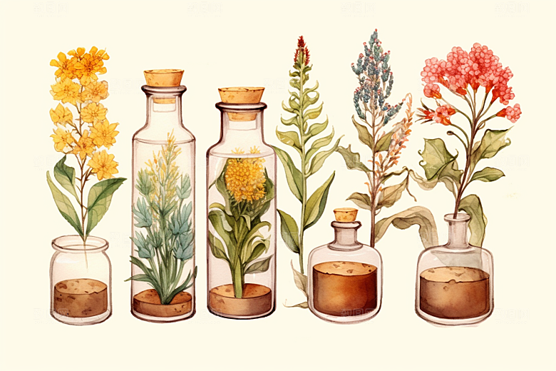 板蓝根中草药健康插画