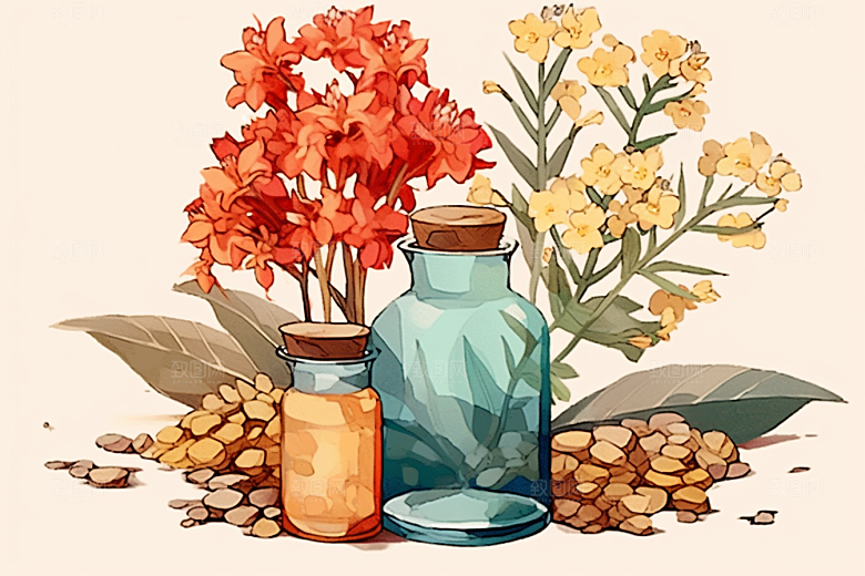 板蓝根药方养生插画