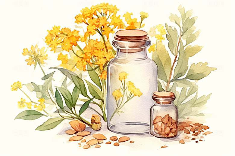 板蓝根中草药手绘插画