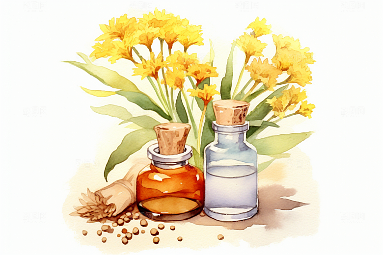 板蓝根医学植物插画