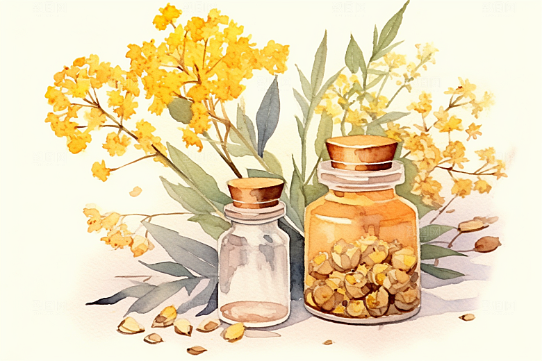 板蓝根植物健康插画
