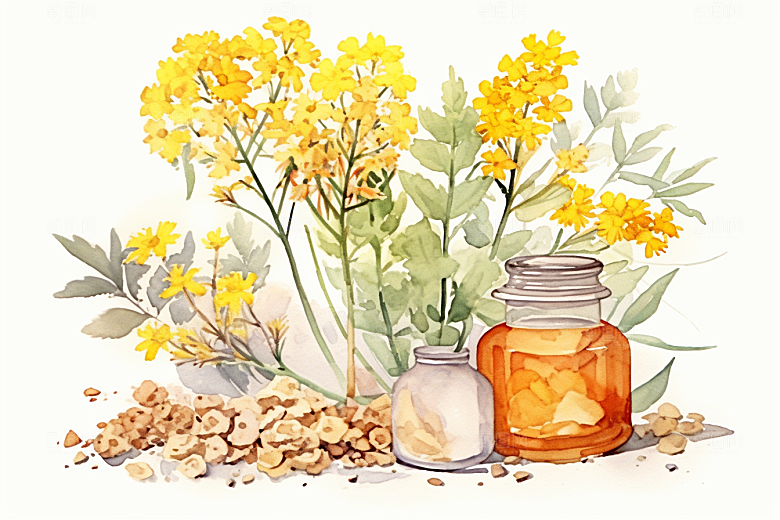 板蓝根养生中医插画