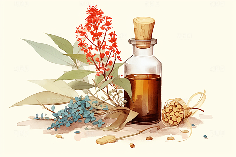板蓝根植物手绘插画