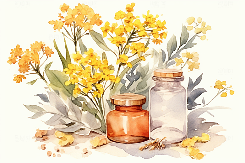 板蓝根中药材健康插画
