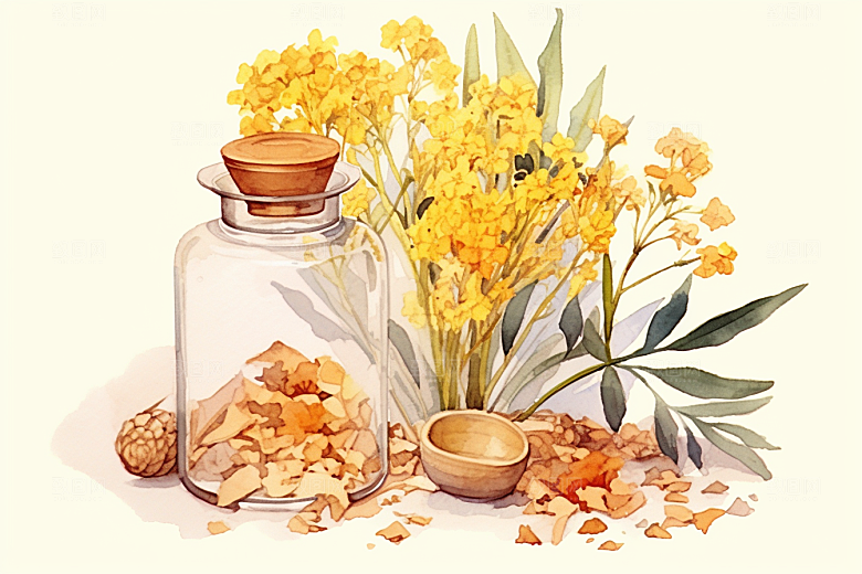 板蓝根健康养生插画