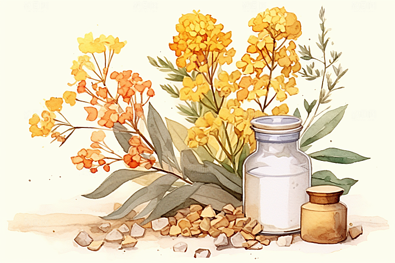 板蓝根医疗中药材插画