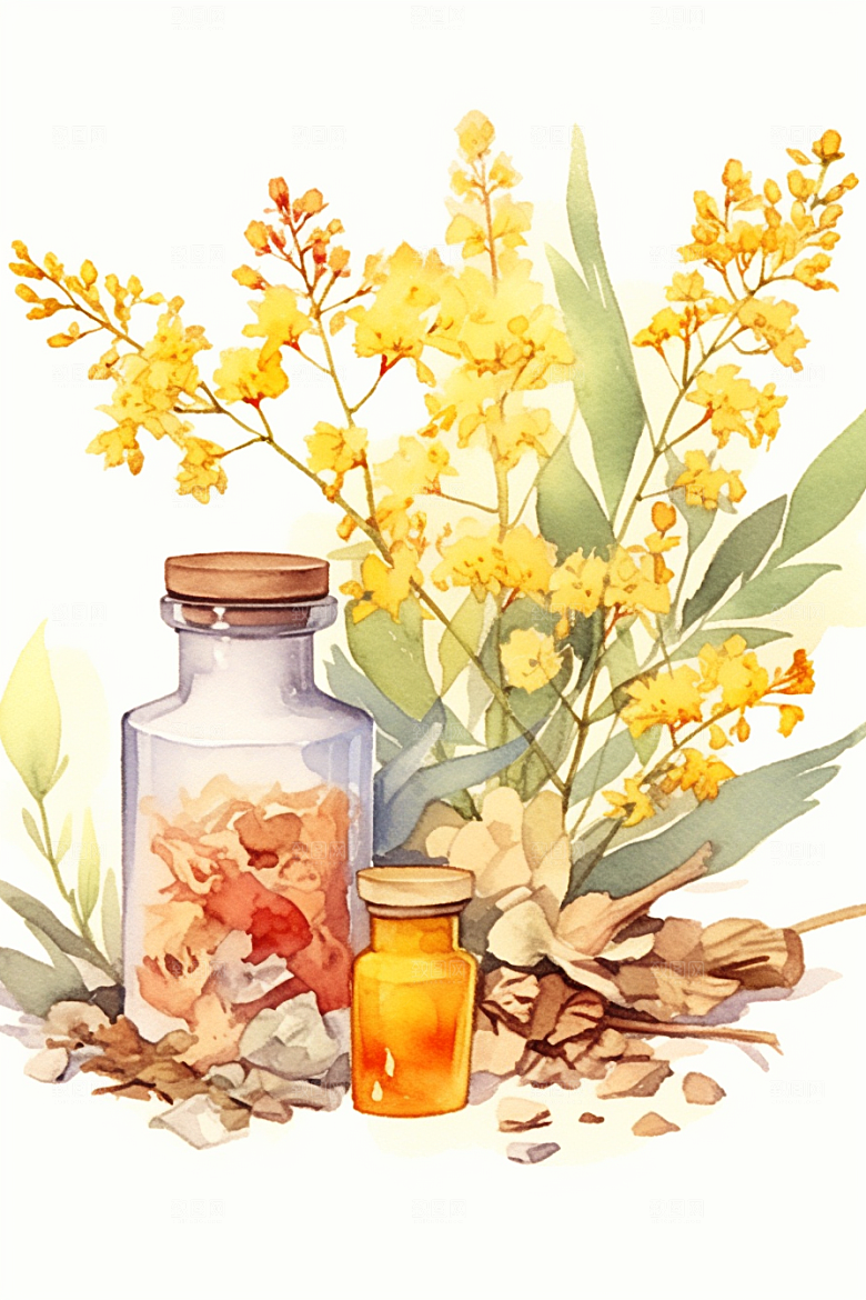 板蓝根手绘医疗插画