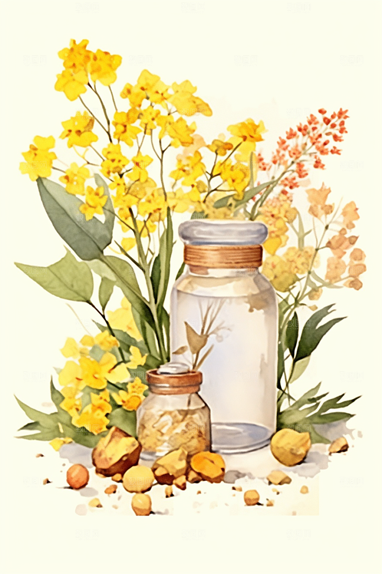 板蓝根中草药医疗插画