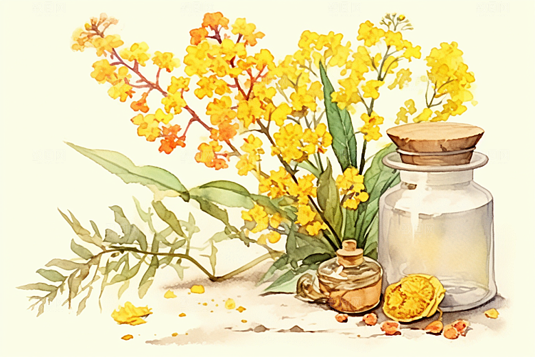 板蓝根养生中医插画