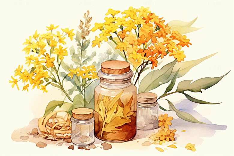 板蓝根保健养生插画