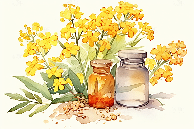 板蓝根手绘健康插画