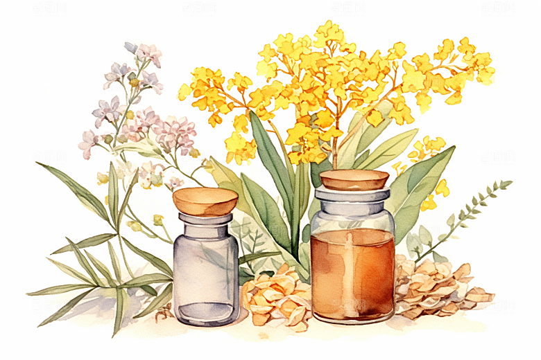 板蓝根植物手绘插画