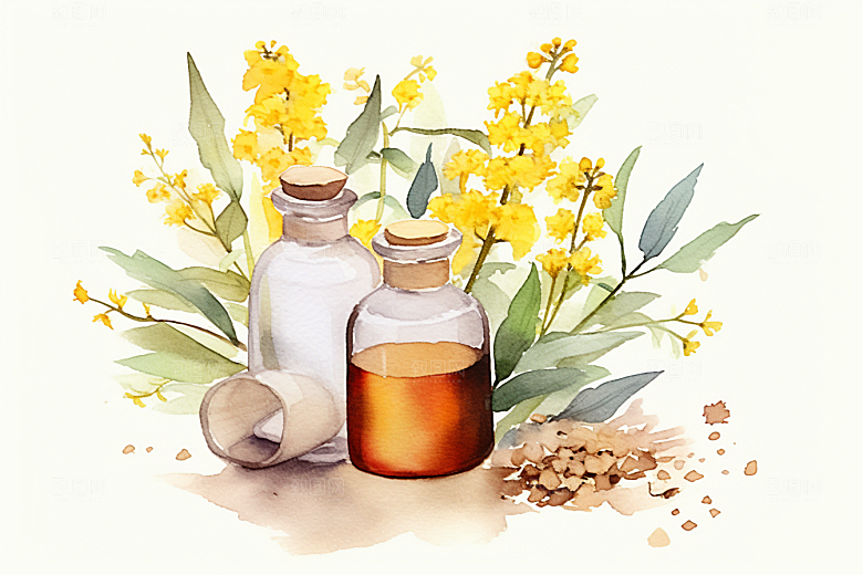 板蓝根中医手绘插画