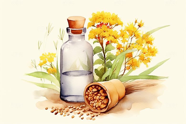 板蓝根植物药方插画