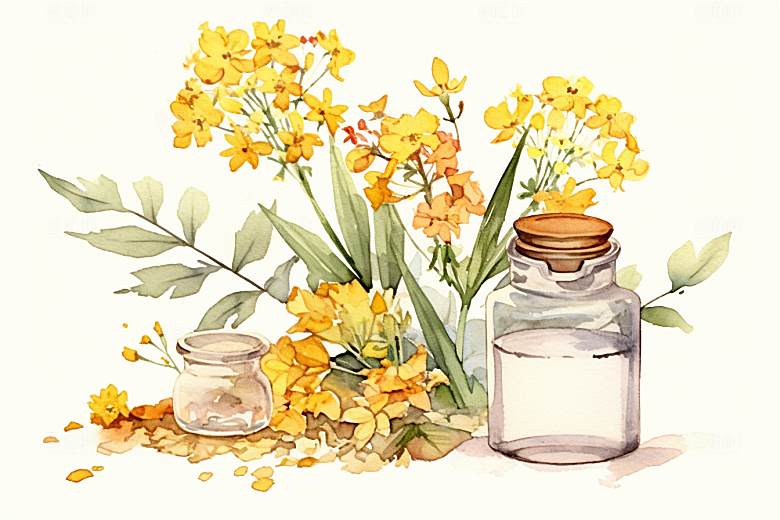 板蓝根中药材保健插画