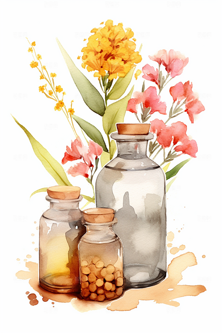 板蓝根中草药手绘插画